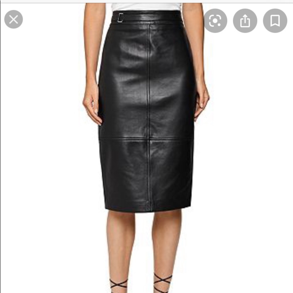 Reiss Kai Black Leather Pencil Skirt - Picture 14 of 14